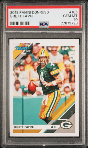 Brett Favre 2019 Panini Donruss Football Card #105 Graded PSA 10-Powers Sports Memorabilia