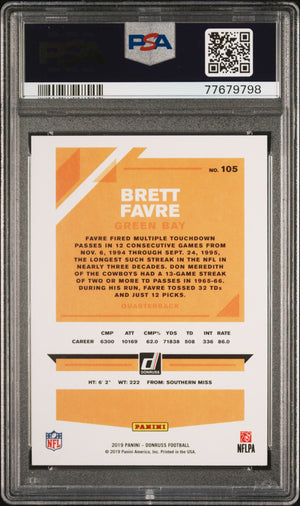 Brett Favre 2019 Panini Donruss Football Card #105 Graded PSA 10-Powers Sports Memorabilia