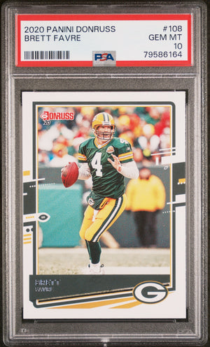 Brett Favre 2020 Panini Donruss Football Card #108 Graded PSA 10-Powers Sports Memorabilia