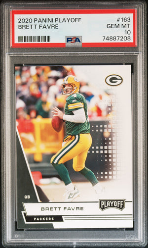 Brett Favre 2020 Panini Playoff Football Card #163 Graded PSA 10-Powers Sports Memorabilia