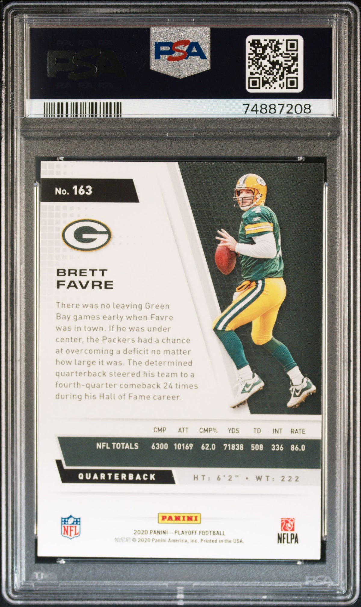 Brett Favre 2020 Panini Playoff Football Card #163 Graded PSA 10-Powers Sports Memorabilia