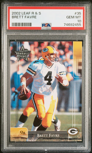Brett Favre 2002 Leaf Rookies and Stars Football Card #35 Graded PSA 10-Powers Sports Memorabilia