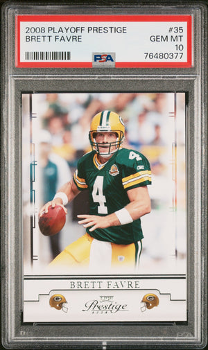 Brett Favre 2008 Playoff Prestige Football Card #35 Graded PSA 10-Powers Sports Memorabilia