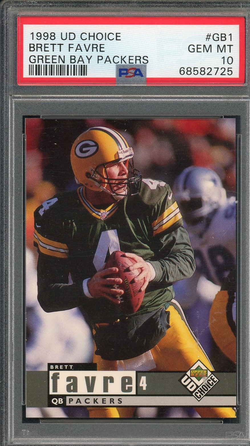 Brett Favre 1998 Upper Deck Choice Football Card #GB1 Graded PSA 10-Powers Sports Memorabilia