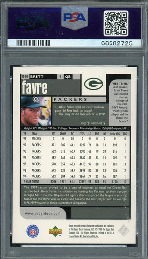 Brett Favre 1998 Upper Deck Choice Football Card #GB1 Graded PSA 10-Powers Sports Memorabilia