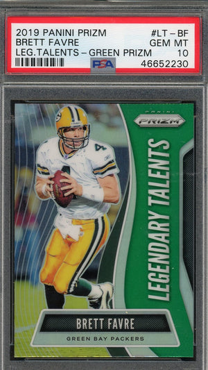 Brett Favre 2019 Panini Prizm Legendary Talents Green Card #LT-BF Graded PSA 10-Powers Sports Memorabilia