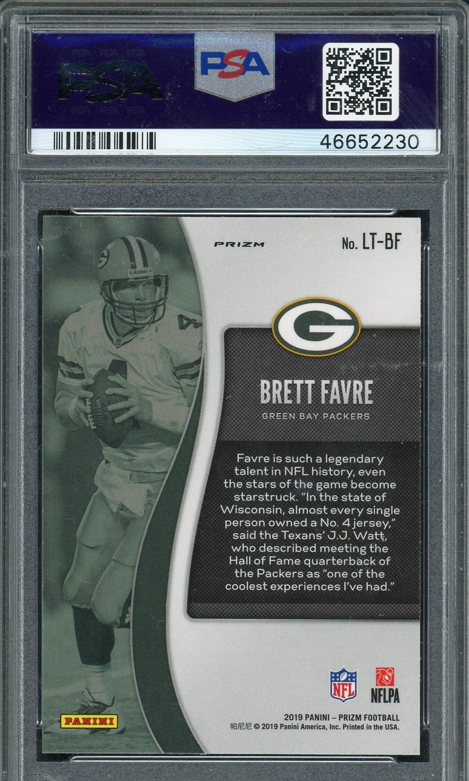 Brett Favre 2019 Panini Prizm Legendary Talents Green Card #LT-BF Graded PSA 10-Powers Sports Memorabilia