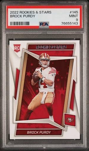 Brock Purdy 2022 Panini Rookies & Stars Rookie Card #145 Graded PSA 9-Powers Sports Memorabilia