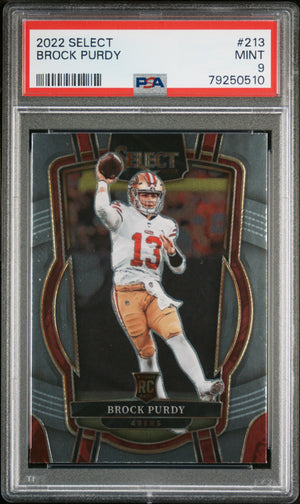 Brock Purdy 2022 Panini Select Football Rookie Card #213 Graded PSA 9-Powers Sports Memorabilia