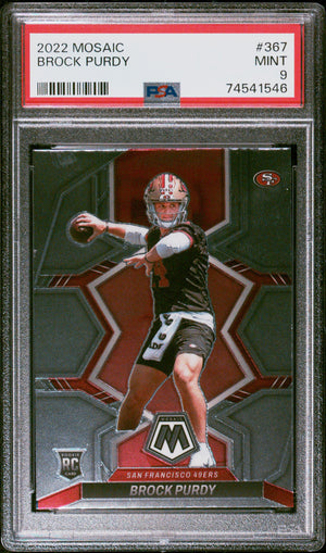Brock Purdy 2022 Panini Mosaic Football Rookie Card #367 Graded PSA 9-Powers Sports Memorabilia