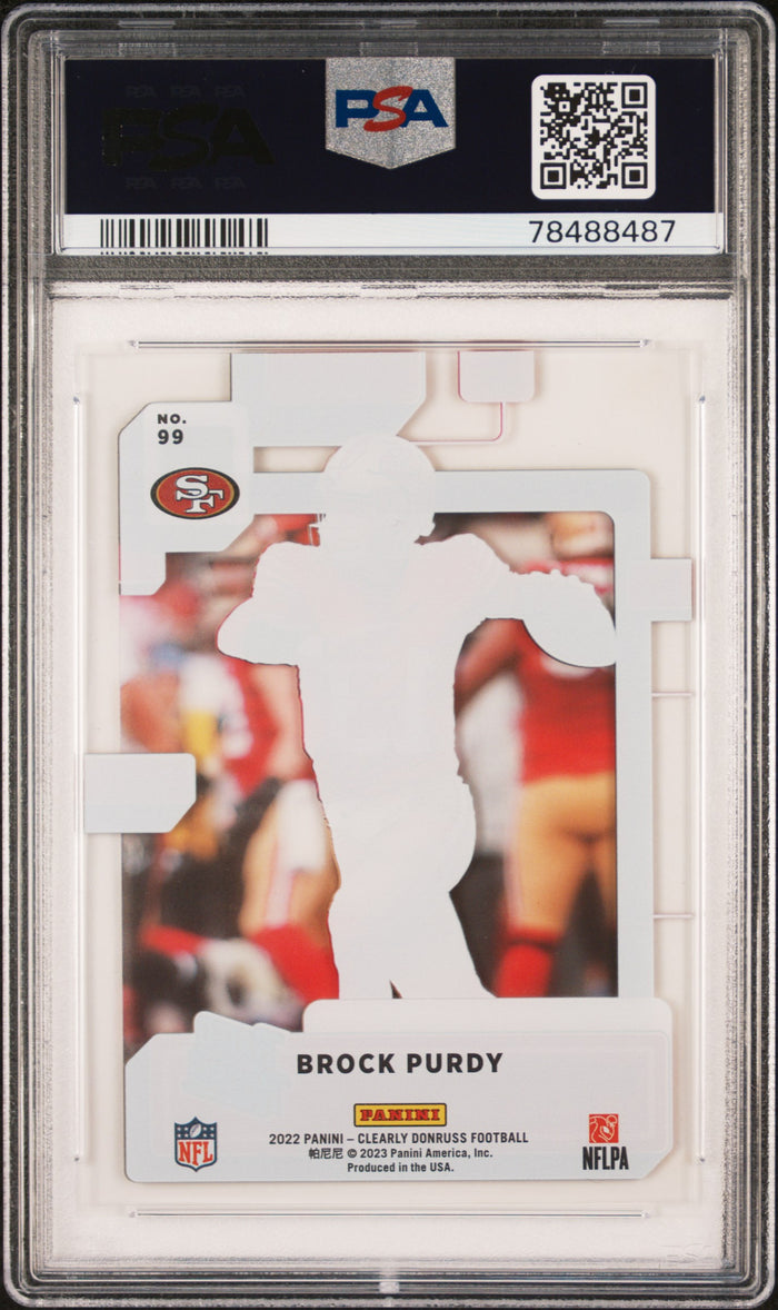 Brock Purdy 2022 Panini Clearly Donruss Football Rookie Card #99 Graded PSA 8-Powers Sports Memorabilia