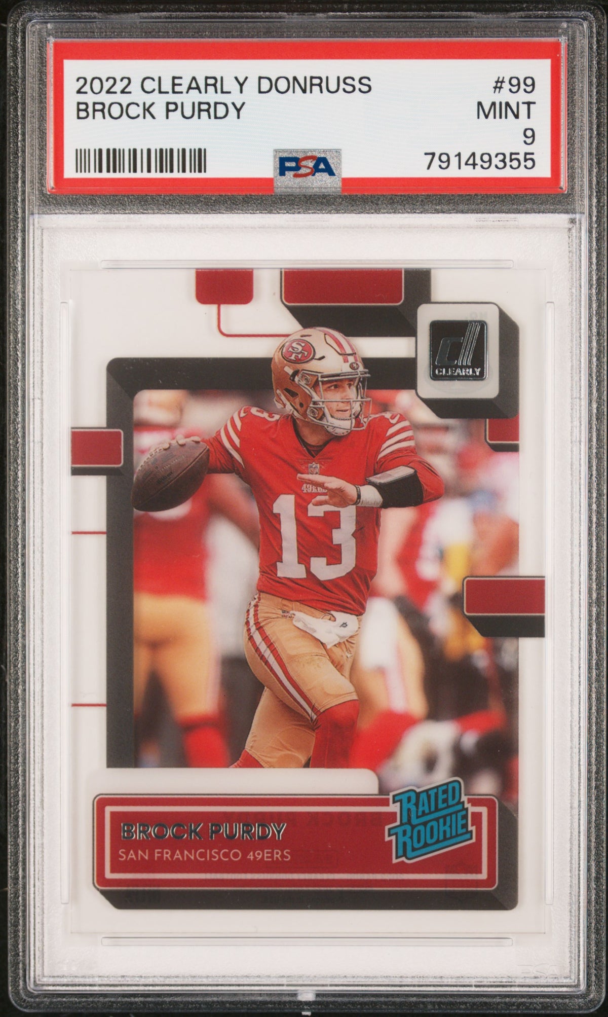Brock Purdy 2022 Panini Clearly Donruss Rookie Card #99 Graded PSA 9-Powers Sports Memorabilia