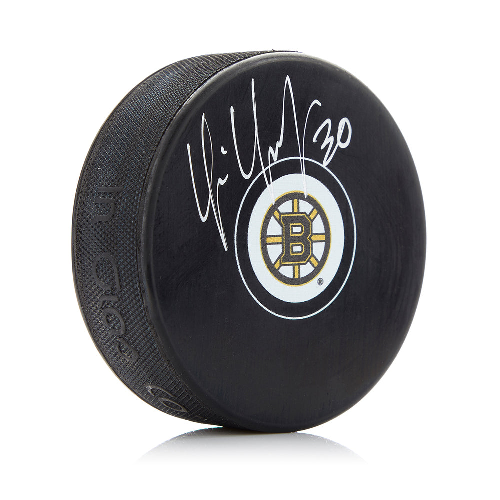 Tim Thomas Boston Bruins Signed Logo Puck-Powers Sports Memorabilia