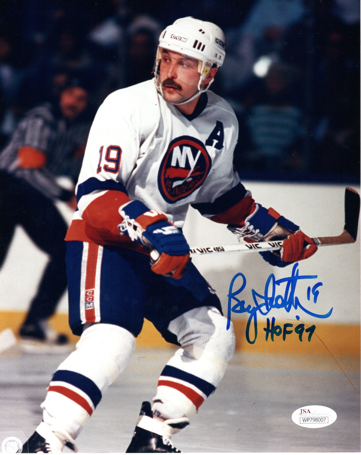 Bryan Trottier Signed New York Islanders 8x10 Photo W/ HOF 99 - JSA-Powers Sports Memorabilia