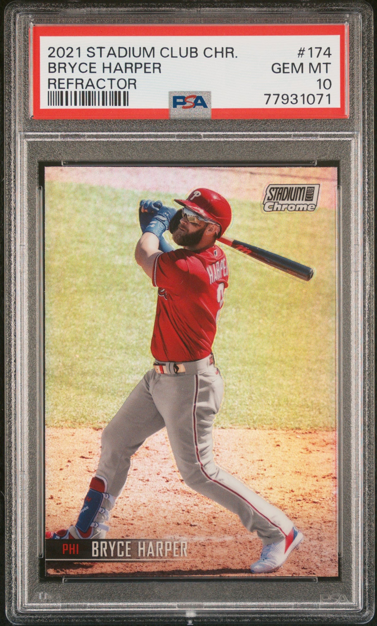 Bryce Harper 2021 Topps Stadium Club Chrome Refractor Card #174 Graded PSA 10-Powers Sports Memorabilia