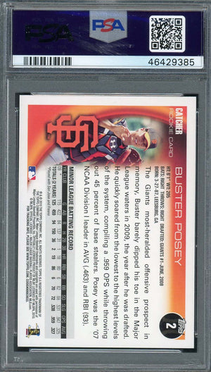Buster Posey 2010 Topps Baseball Rookie Card RC #2 Graded PSA 9-Powers Sports Memorabilia