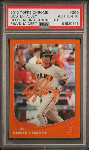Buster Posey 2013 Topps Chrome Orange Rerfactor Signed Card #200 Auto PSA 820919-Powers Sports Memorabilia