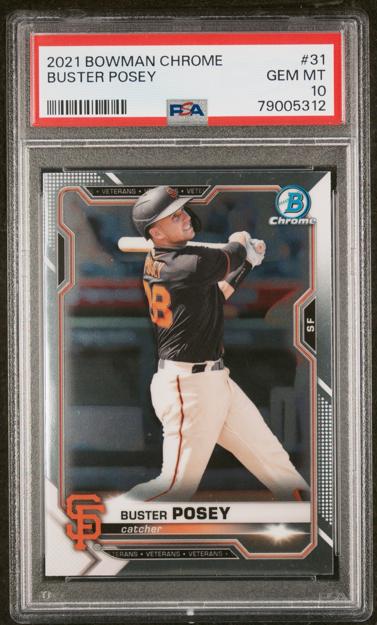 Buster Posey 2021 Bowman Chrome Baseball Card #31 Graded PSA 10-Powers Sports Memorabilia