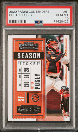 Buster Posey 2020 Panini Contenders Season Ticket Baseball Card #51 PSA 10-Powers Sports Memorabilia