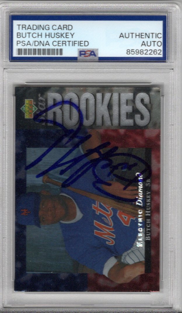 Butch Huskey Signed New York Mets 1994 Upper Deck Rookie Card #17 PSA AUTHENTIC AUTO-Powers Sports Memorabilia