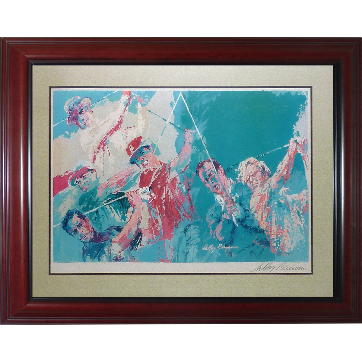 Autographed LeRoy Neiman "Legends of Golf" Deluxe Framed Artwork Print-Powers Sports Memorabilia