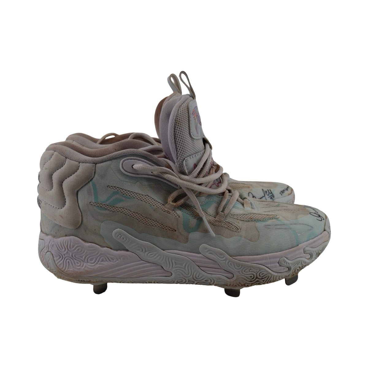 Oswaldo Cabrera New York Yankees Signed Inscribed 2025 Game Used Lamelo Ball Puma MB.03 Iridescent Cleats-Powers Sports Memorabilia