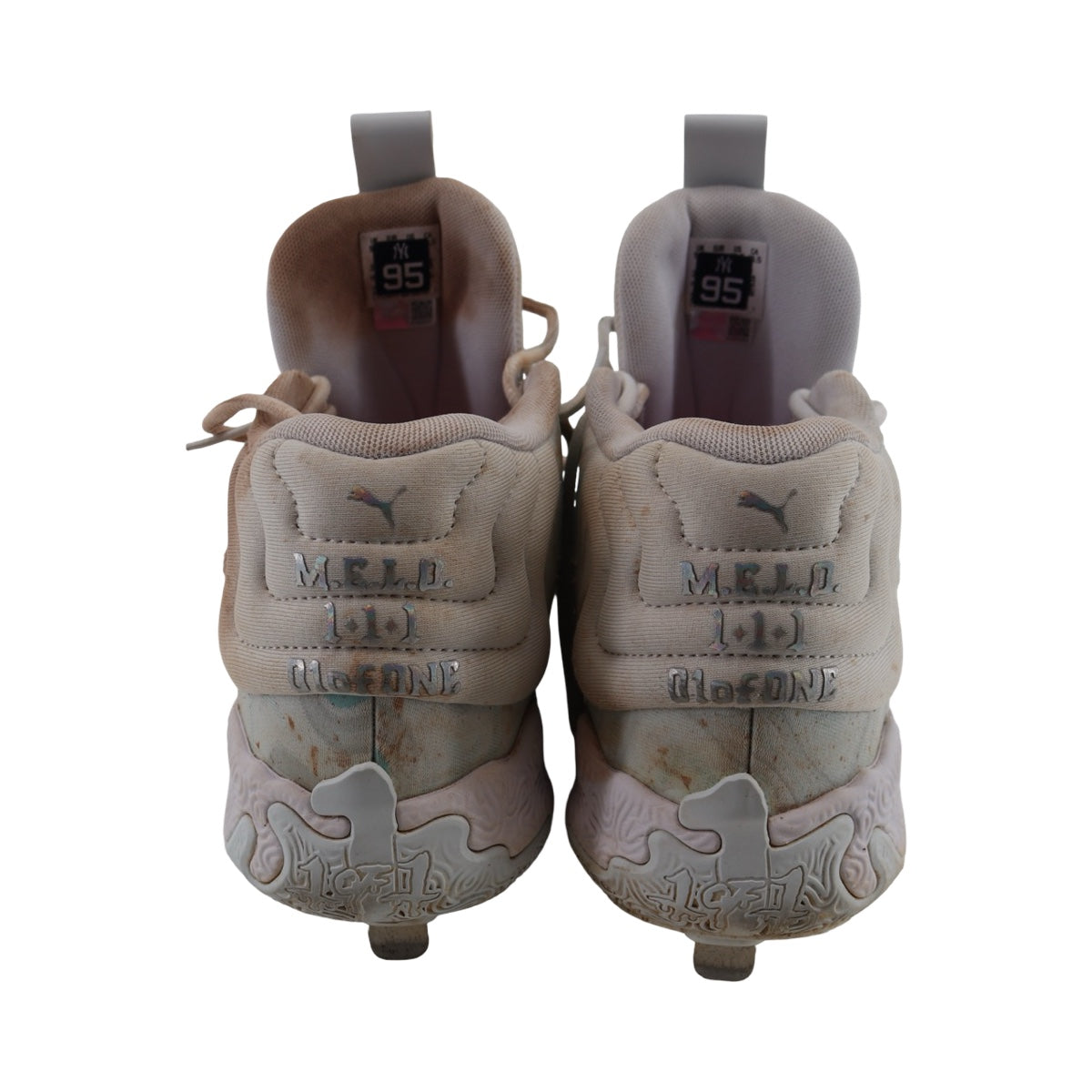 Oswaldo Cabrera New York Yankees Signed Inscribed 2025 Game Used Lamelo Ball Puma MB.03 Iridescent Cleats-Powers Sports Memorabilia