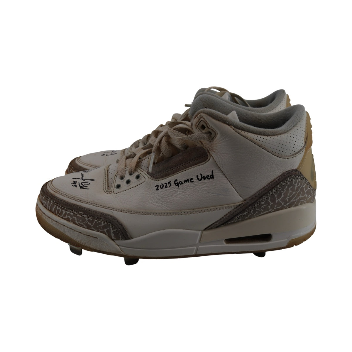 Oswaldo Cabrera New York Yankees Signed Inscribed 2025 Game Used White/Grey Jordan 3 Cleats-Powers Sports Memorabilia