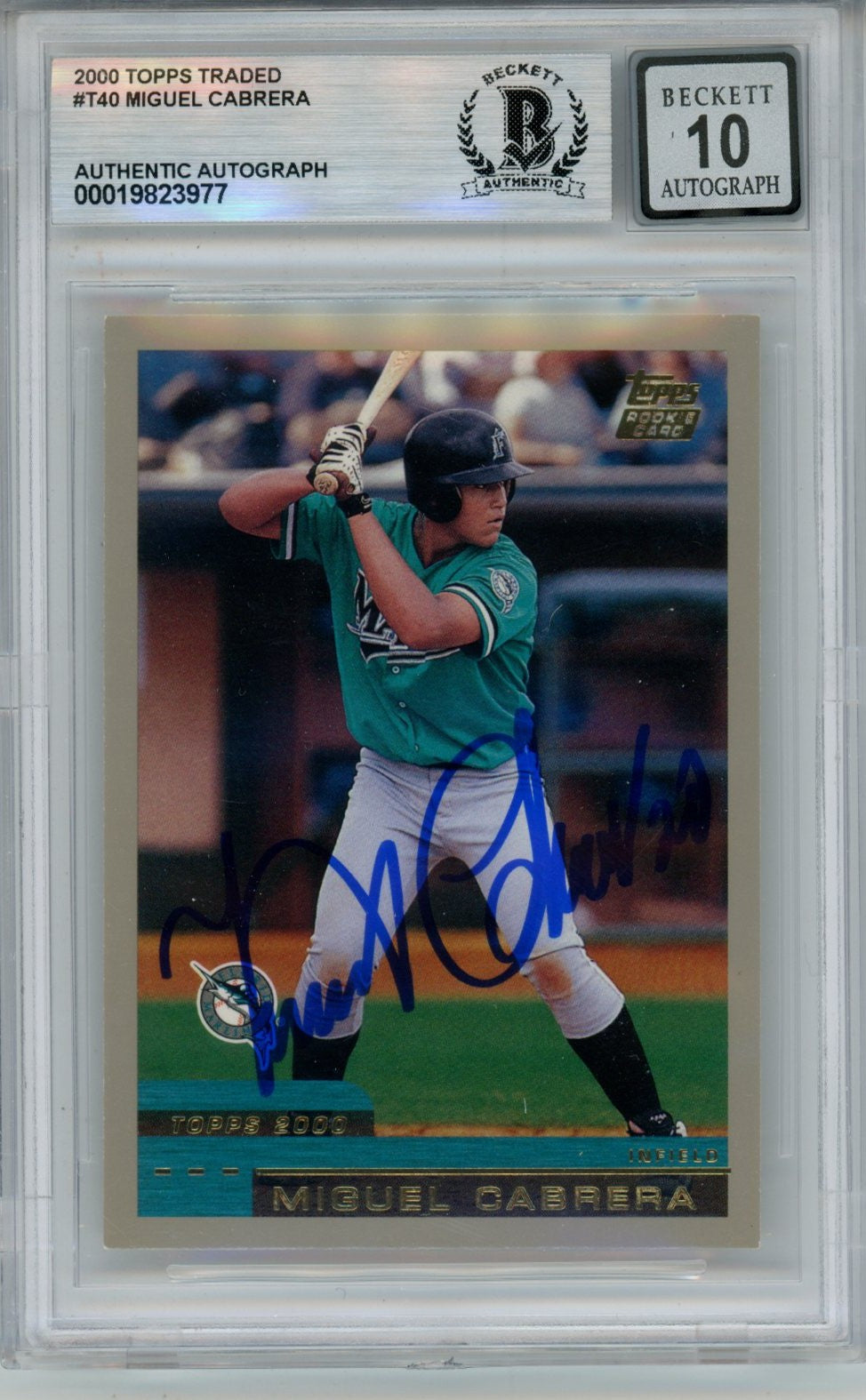 Miguel Cabrera Florida Marlins Signed Card - '00 Topps Traded #T40 10 auto Slab Beckett Beckett-Powers Sports Memorabilia