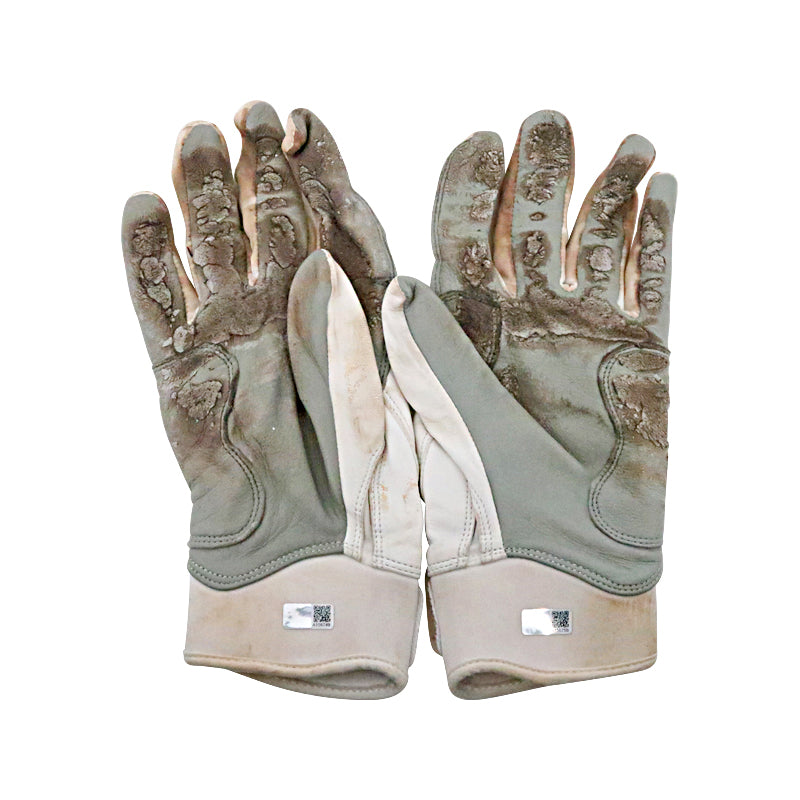 Oswaldo Cabrera New York Yankees Signed Inscribed Bruce Bolt White/Gray Game Used Gloves (/Cabrera LOA)-Powers Sports Memorabilia