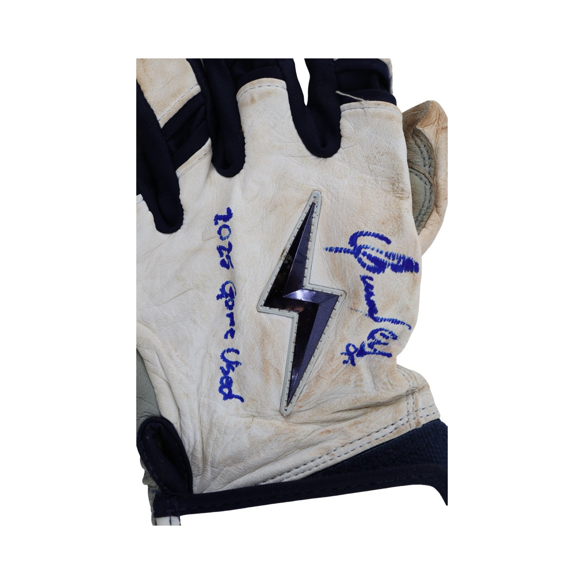 Oswaldo Cabrera New York Yankees Signed Inscribed Bruce Bolt White/Navy Game Used Gloves