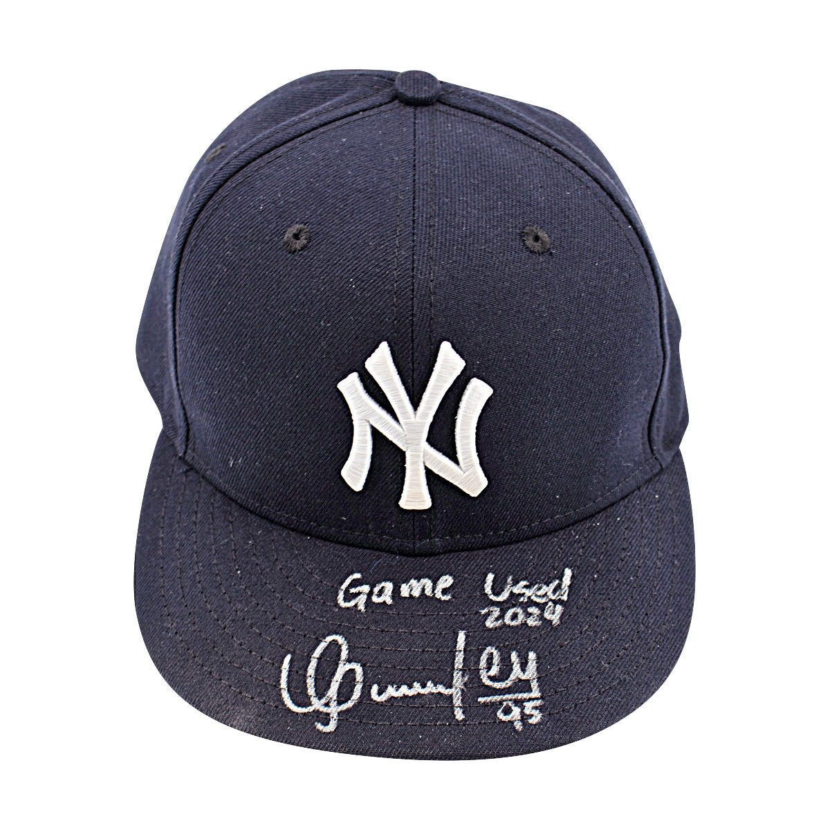 Oswaldo Cabrera New York Yankees Signed Inscribed 2024 Game Used Hat-Powers Sports Memorabilia