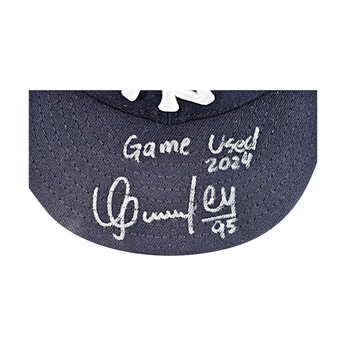 Oswaldo Cabrera New York Yankees Signed Inscribed 2024 Game Used Hat-Powers Sports Memorabilia