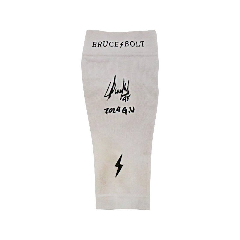 Oswaldo Cabrera New York Yankees Signed Inscribed Bruce Bolt White Game Used 2024 Arm Sleeve-Powers Sports Memorabilia