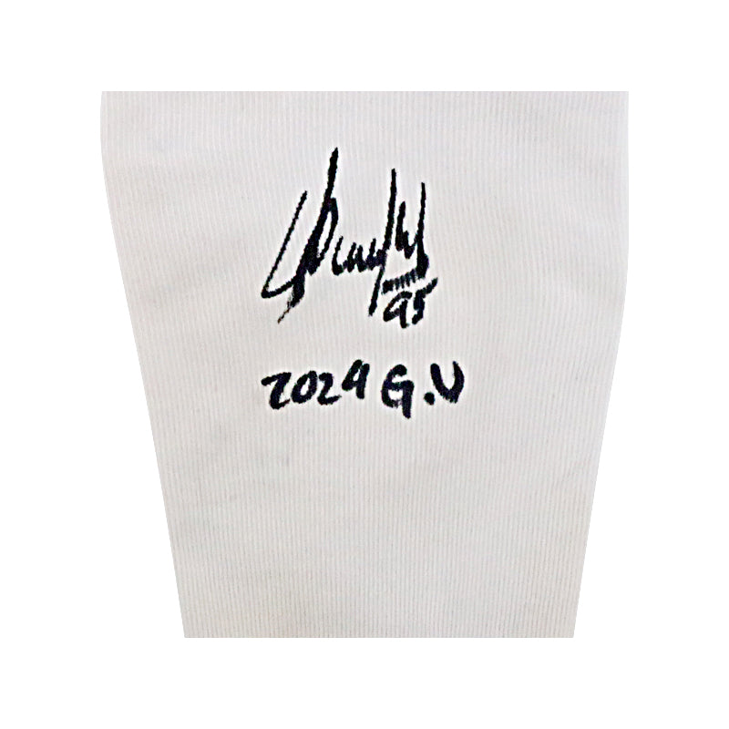 Oswaldo Cabrera New York Yankees Signed Inscribed Bruce Bolt White Game Used 2024 Arm Sleeve-Powers Sports Memorabilia