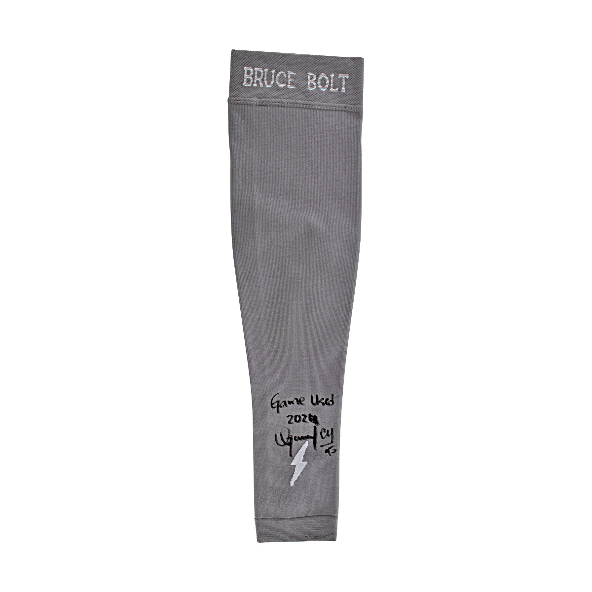 Oswaldo Cabrera New York Yankees Signed Inscribed Bruce Bolt Grey Game Used Arm Sleeve-Powers Sports Memorabilia