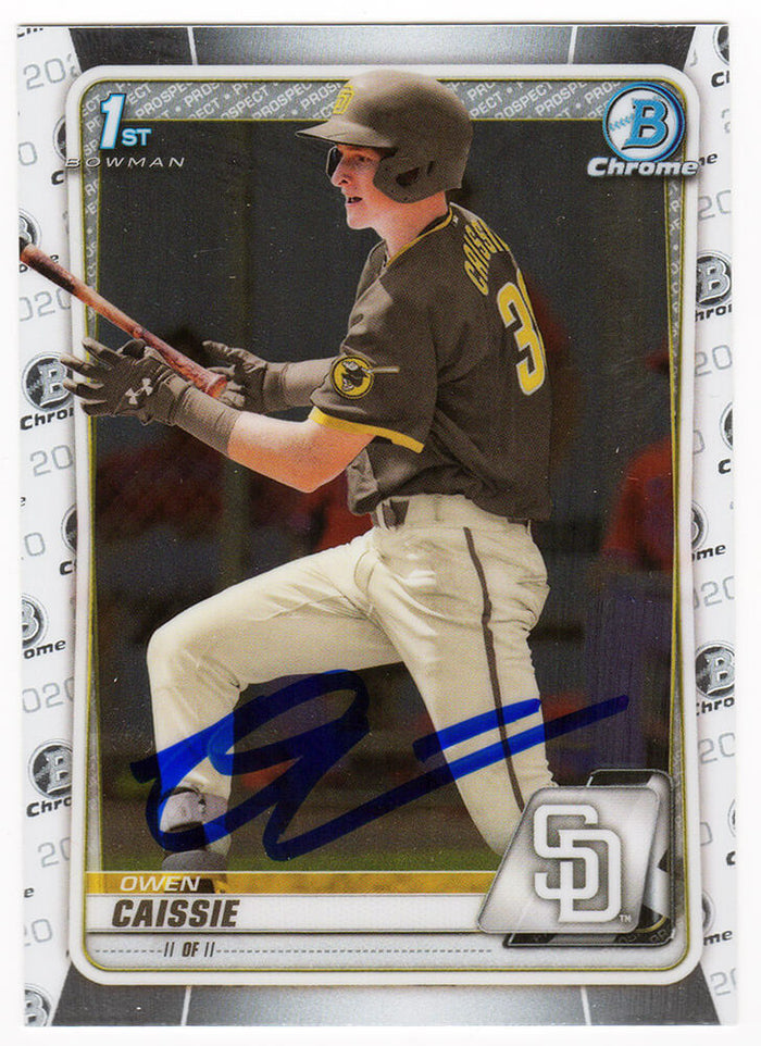 Owen Caissie Autographed Chicago Cubs 2020 Bowman Draft Chrome Baseball Trading Card #BD-49-Powers Sports Memorabilia
