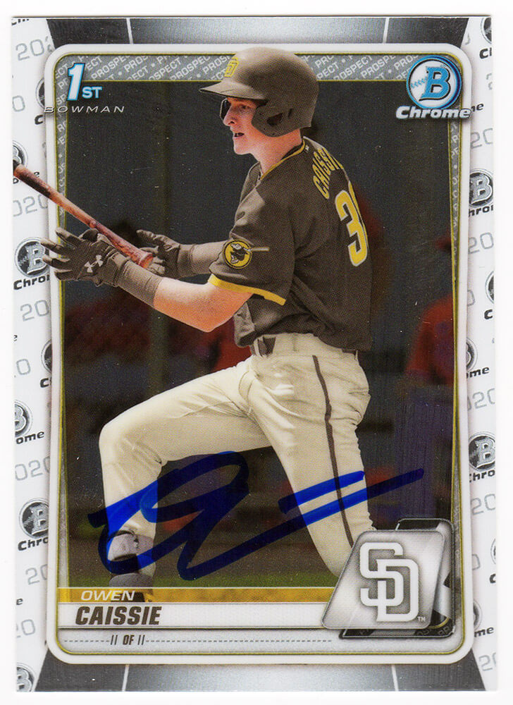 Owen Caissie Autographed Chicago Cubs 2020 Bowman Draft Chrome Baseball Trading Card #BD-49-Powers Sports Memorabilia