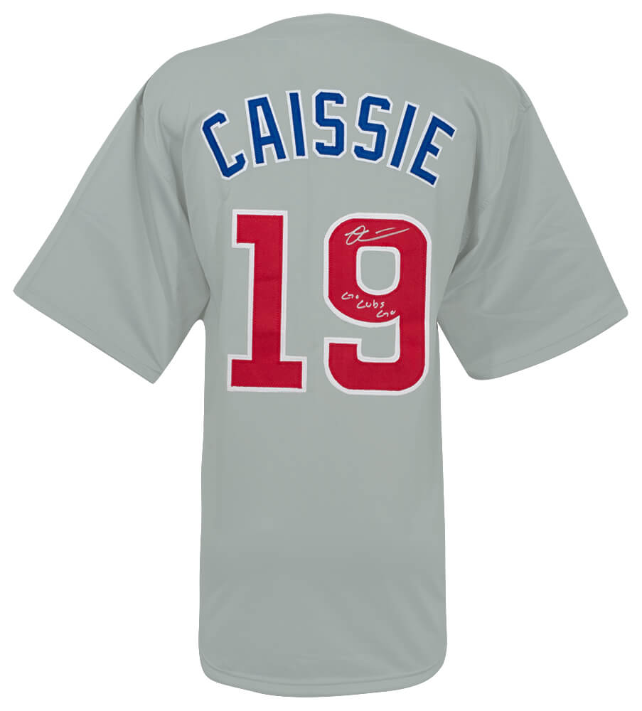 Owen Caissie Autographed Grey Custom Baseball Jersey with Go Cubs Go-Powers Sports Memorabilia