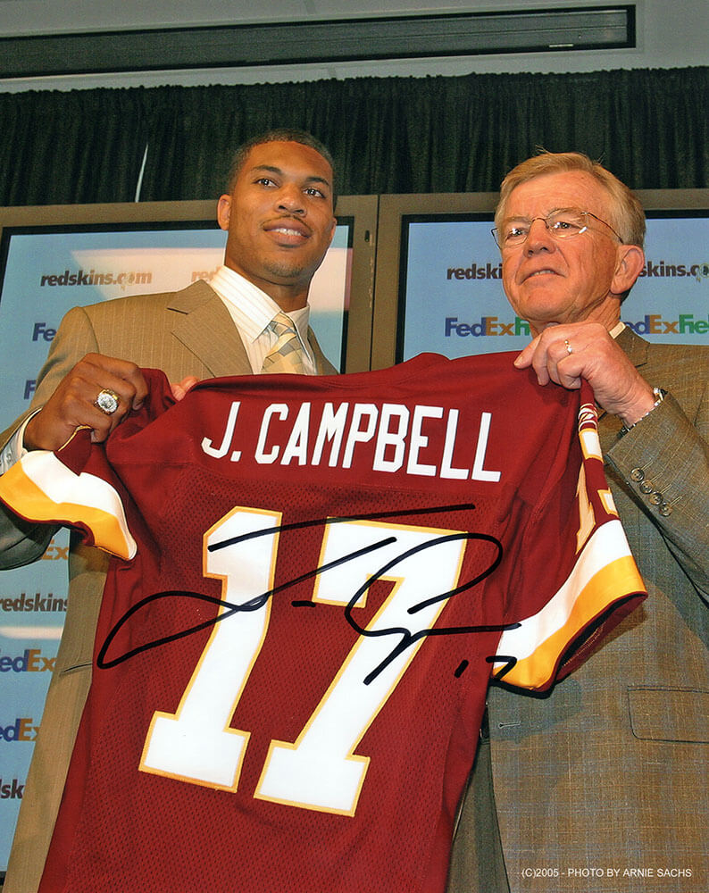 Jason Campbell Autographed Washington Football Team Draft Day Holding Jersey 8x10 Photo-Powers Sports Memorabilia