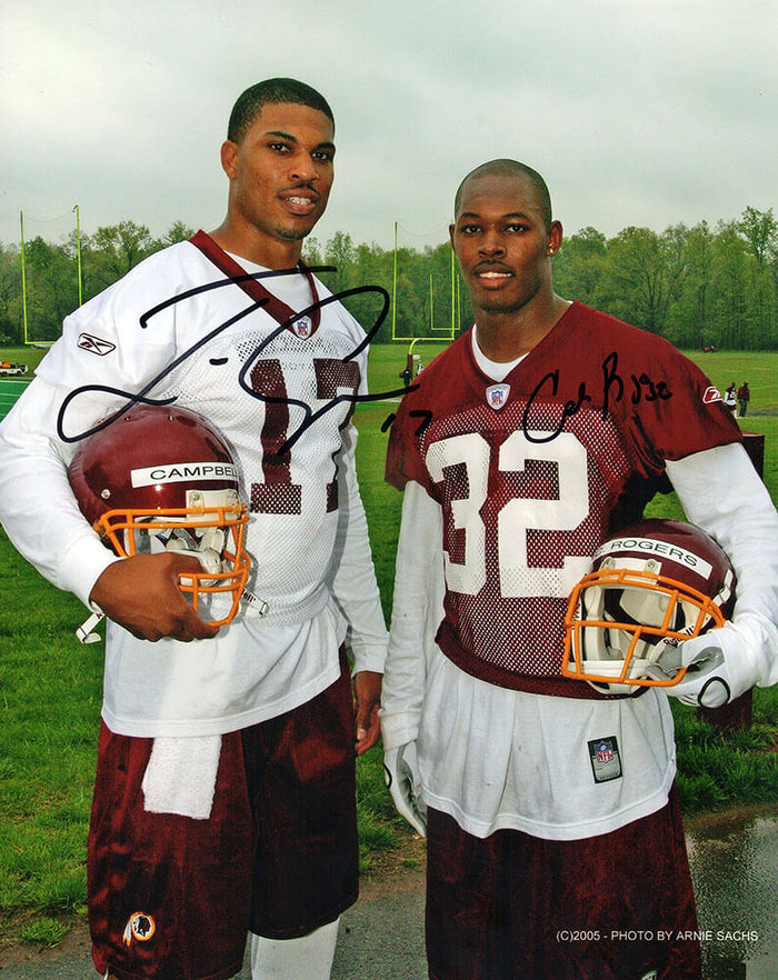 Jason Campbell & Carlos Rogers Autographed Washington Football Team Pose 8x10 Photo-Powers Sports Memorabilia