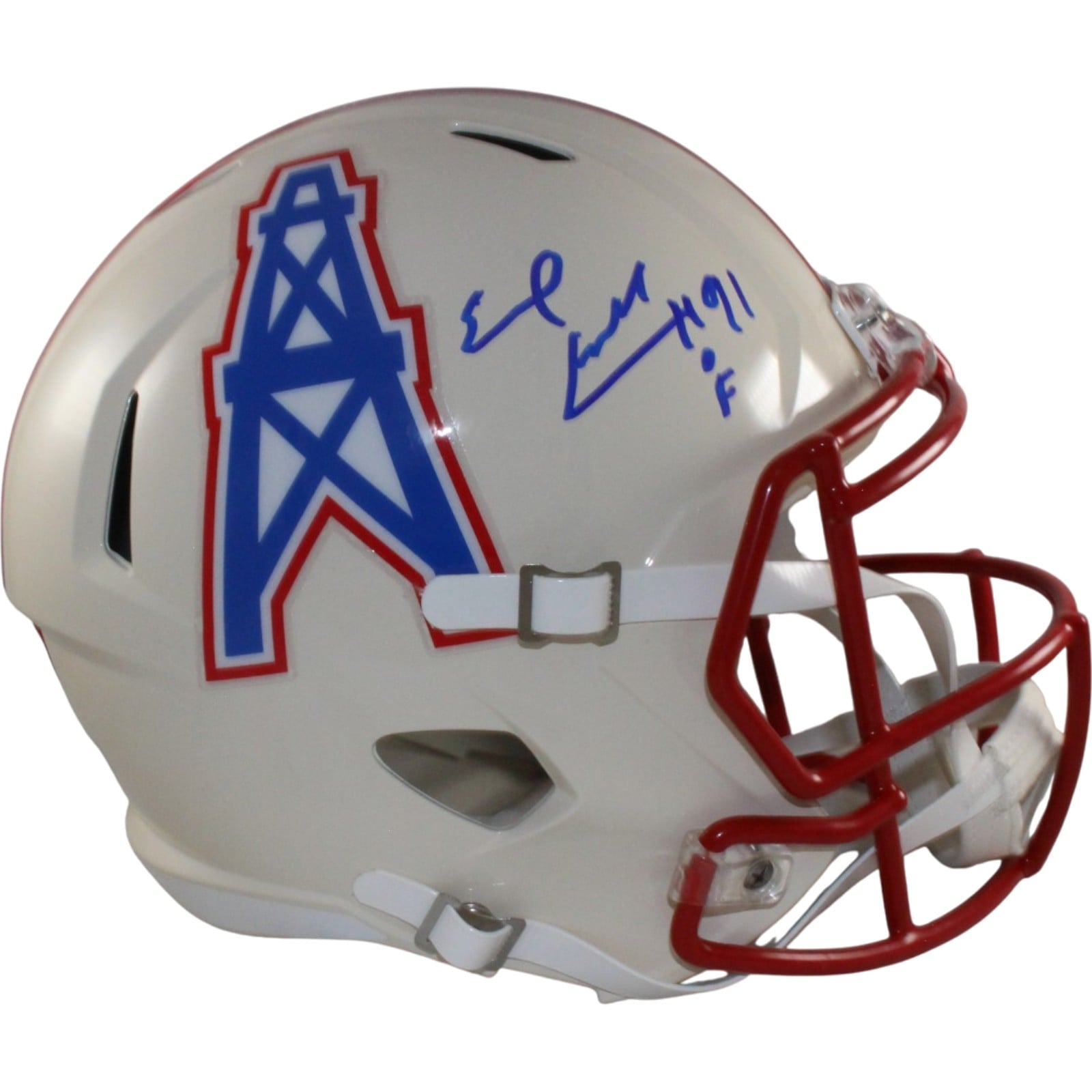 Earl Campbell Signed Tennessee Titans Full-Size Retro Helmet – Beckett Witness Authenticated-Powers Sports Memorabilia