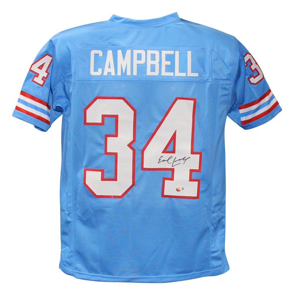 Earl Campbell Signed Pro Style Blue Jersey – Beckett Authenticated-Powers Sports Memorabilia