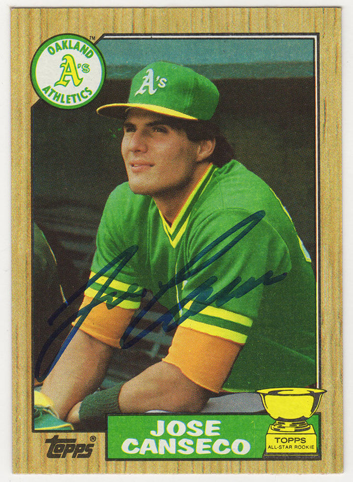 Jose Canseco Autographed Oakland A's (Athletics) 1987 Topps Baseball Card #620-Powers Sports Memorabilia