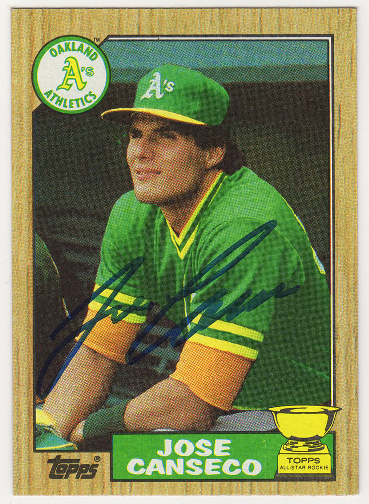 Jose Canseco Autographed Oakland A's (Athletics) 1987 Topps Baseball Card #620-Powers Sports Memorabilia