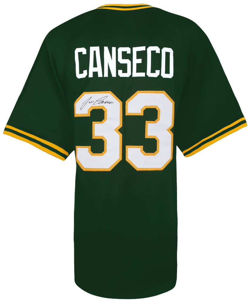 Jose Canseco Autographed Green Throwback Custom Baseball Jersey-Powers Sports Memorabilia