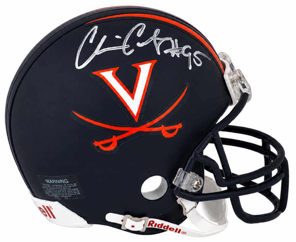 Chris Canty Autographed Virginia Cavaliers Riddell (VSR4) Mini Helmet-Powers Sports Memorabilia