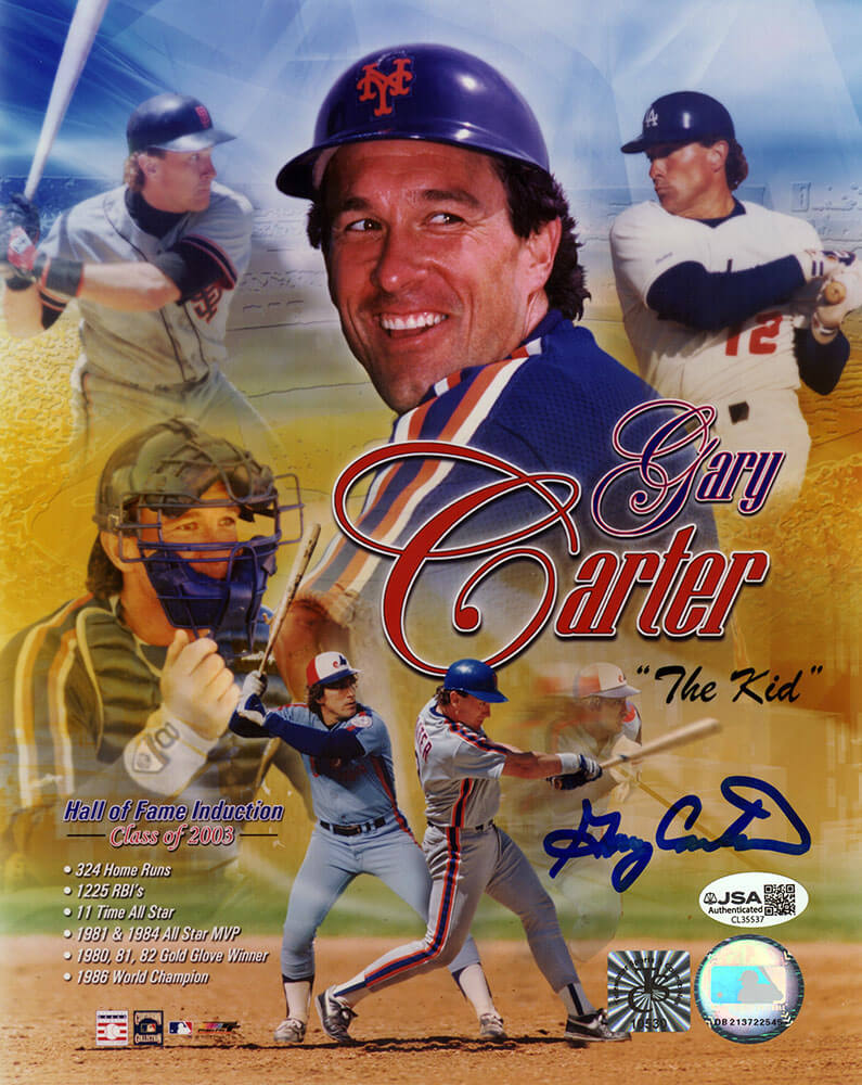 Gary Carter Autographed Hall of Fame Multi Image Collage 8x10 Photo - (JSA)-Powers Sports Memorabilia