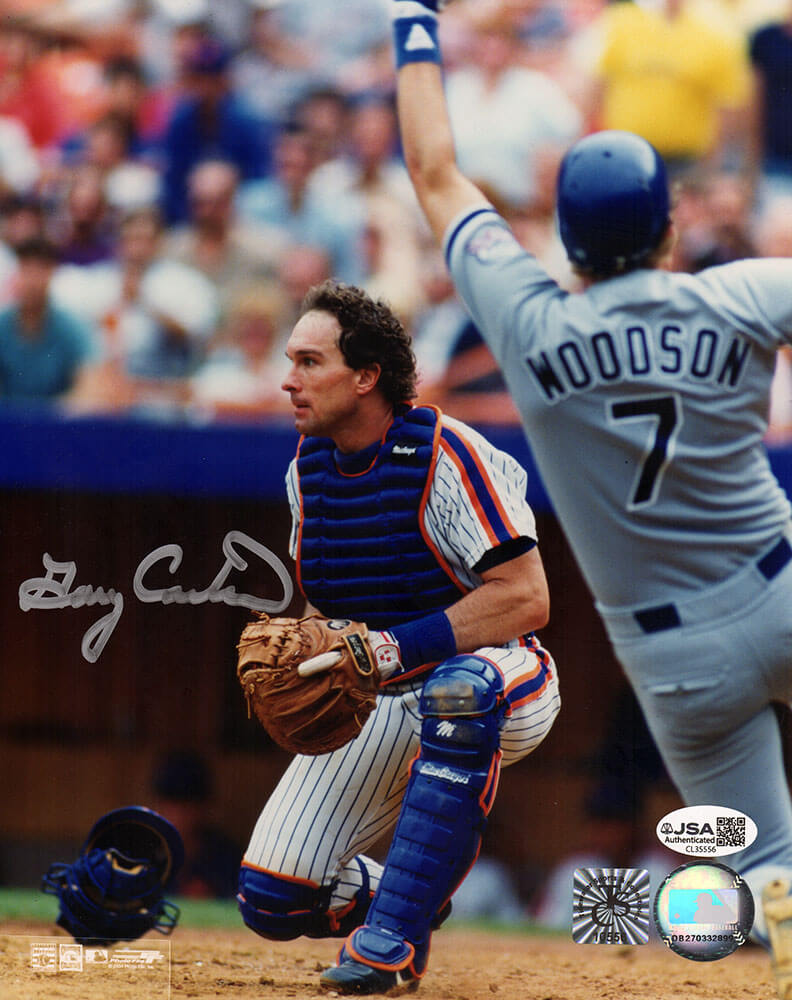 Gary Carter Autographed New York Mets Catcher Action 8x10 Photo - (JSA)-Powers Sports Memorabilia