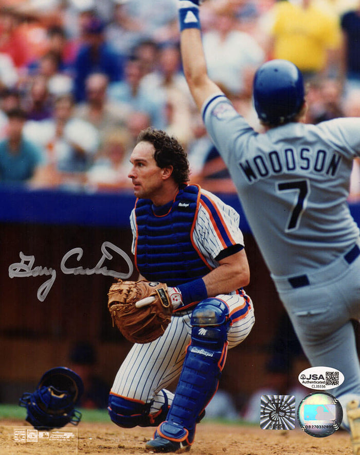 Gary Carter Autographed New York Mets Catcher Action 8x10 Photo - (JSA)-Powers Sports Memorabilia
